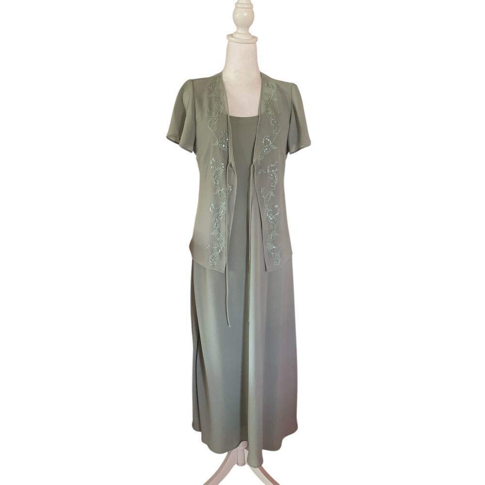 Positive Attitude Women's 2 Piece  Light Green Polyester 4 Petite Maxi  Dress